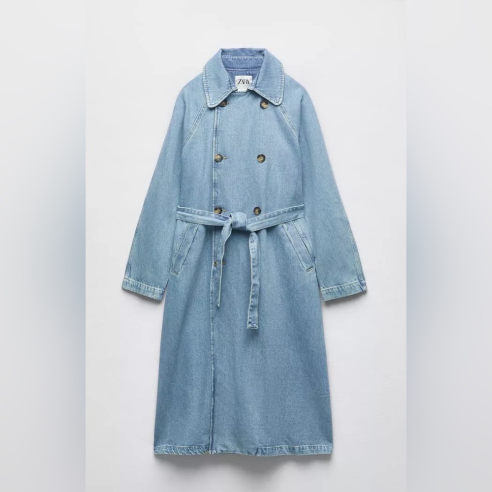 NWT ZARA Belted Denim Trench
